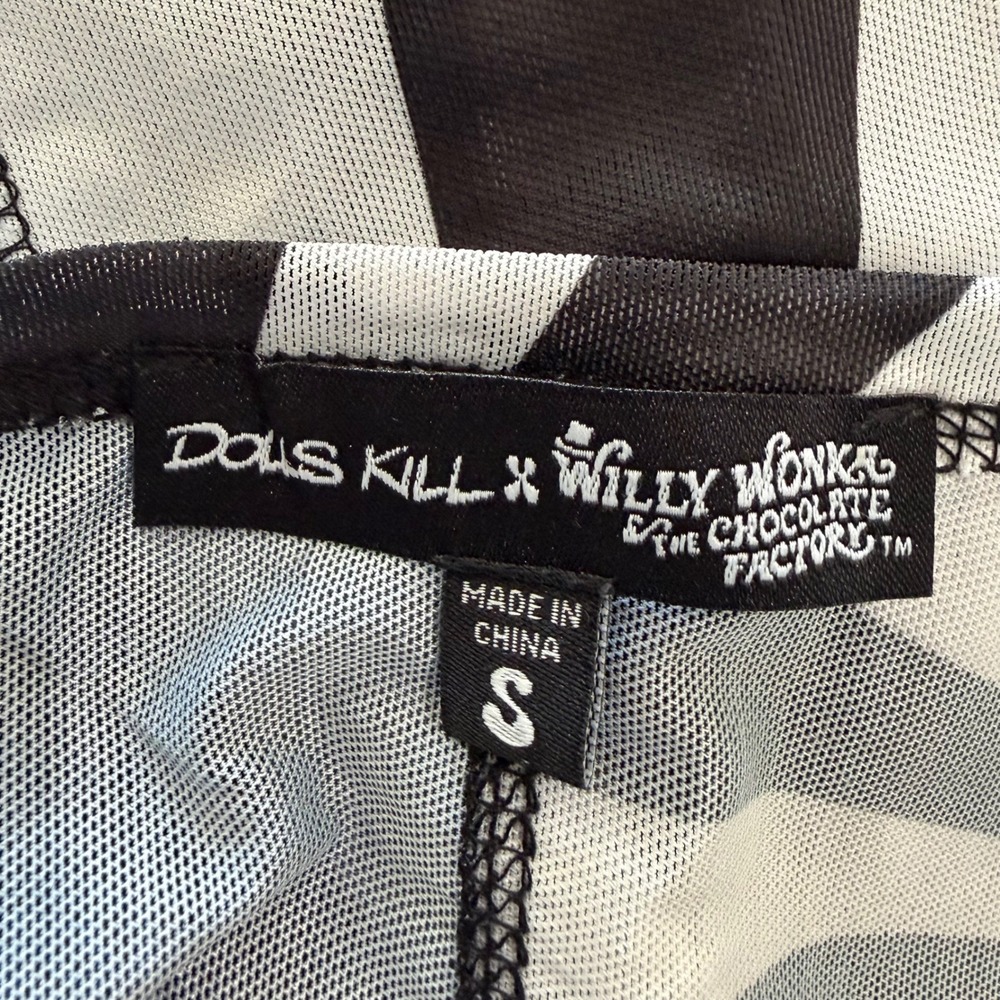 Dolls Kill Black Willy Wonka Veruca Salt Mesh Top Small Goth Y2K Grunge Punk - Picture 8 of 10